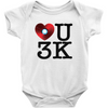 White Iron Man 'Love U 3K' baby onesie.