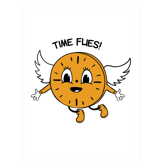 'Time Flies' Miss minutes sticker. 
