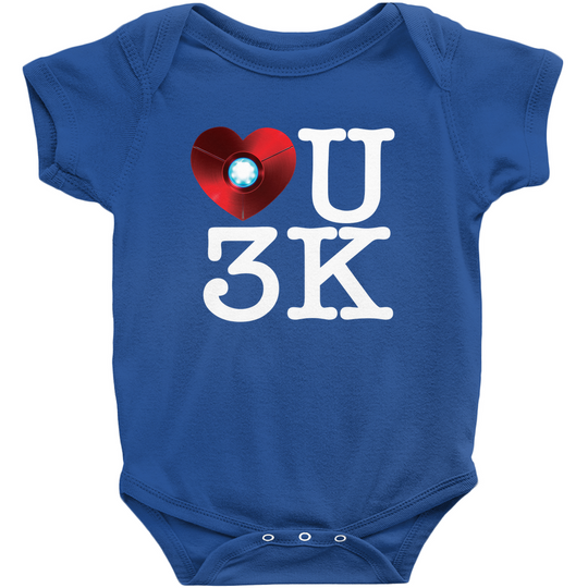 Royal Iron Man 'Love U 3K' baby onesie.