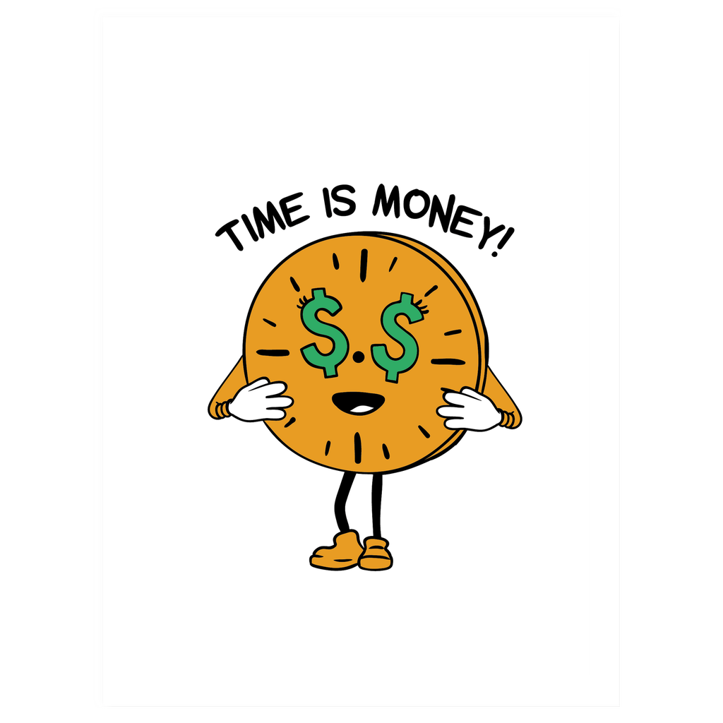 'Time is Money' Miss Minutes sticker. 