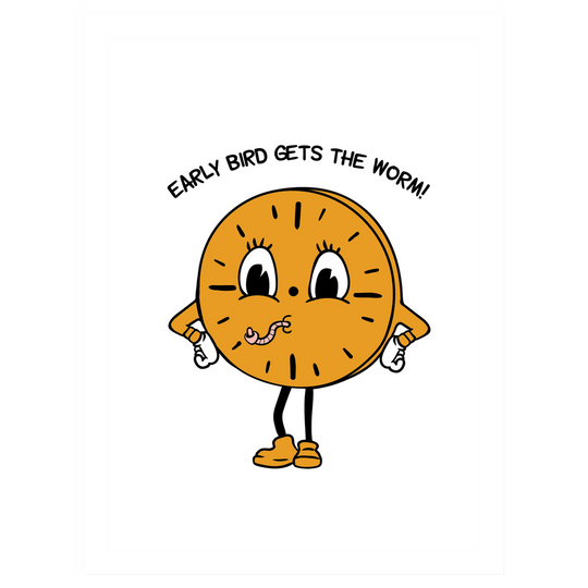 'Early bird gets the worm' Miss Minutes sticker. 