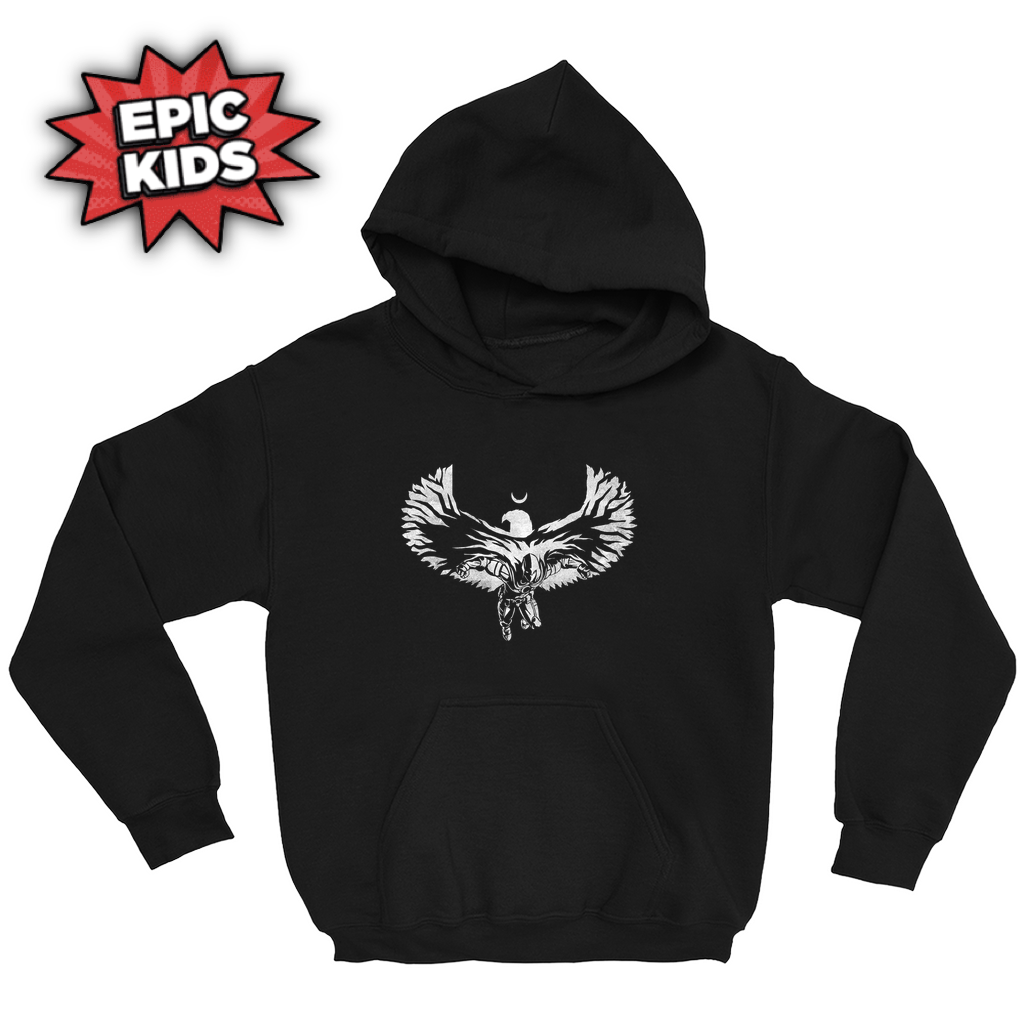 Avatar of the falcon kid's Moon Knight hoodie in black.