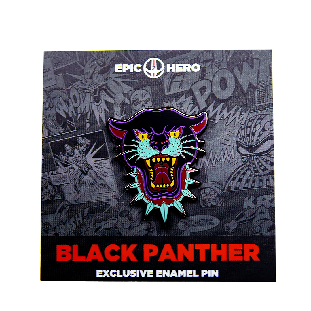 Black Panther enamel pin.