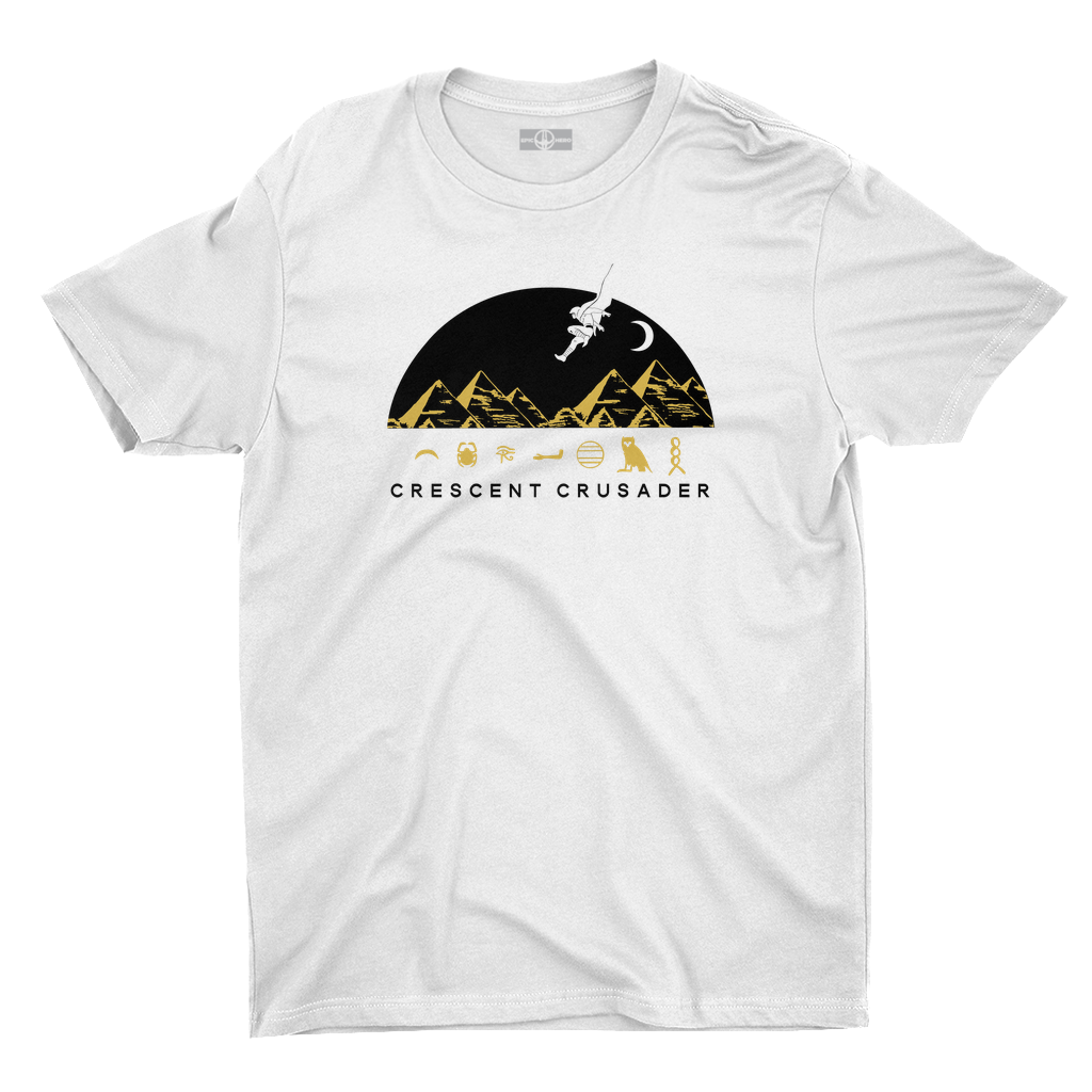 White Moon Knight crescent crusader t-shirt.
