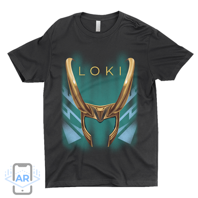 Black Loki augmented reality t-shirt.