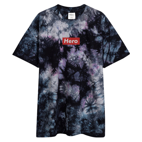 Oversized black tie-dye Hero streetwear t-shirt