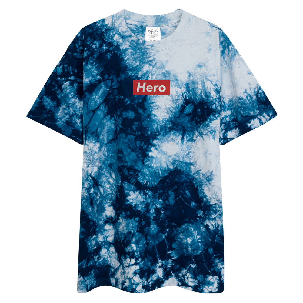 Oversized blue tie-dye Hero streetwear t-shirt